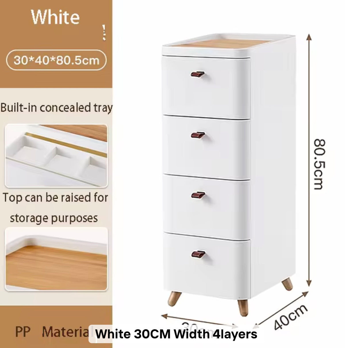 4-Drawer Slim Storage Cabinet with Hidden Top Compartment