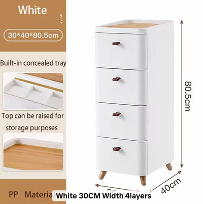 4-Drawer Slim Storage Cabinet with Hidden Top Compartment