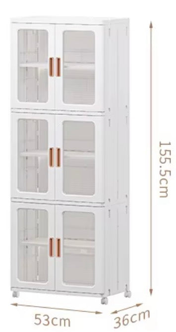 Foldable Large Storage Cabinet with Transparent Doors
