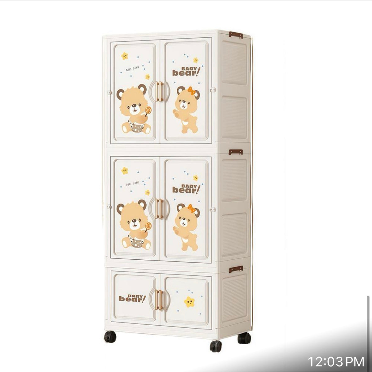 Foldable 3-Tier Storage Wardrobe with Wheels