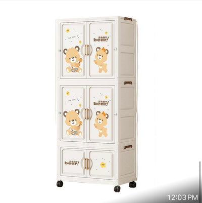 Foldable 3-Tier Storage Wardrobe with Wheels