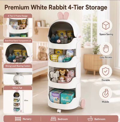 White rabbit four-tier storage organizer