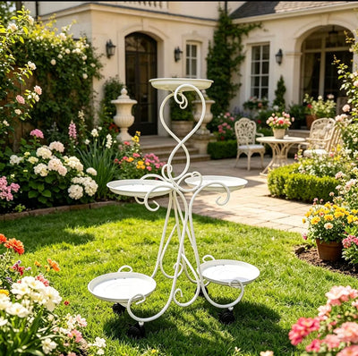 5-Tier Rolling Metal Plant Stand