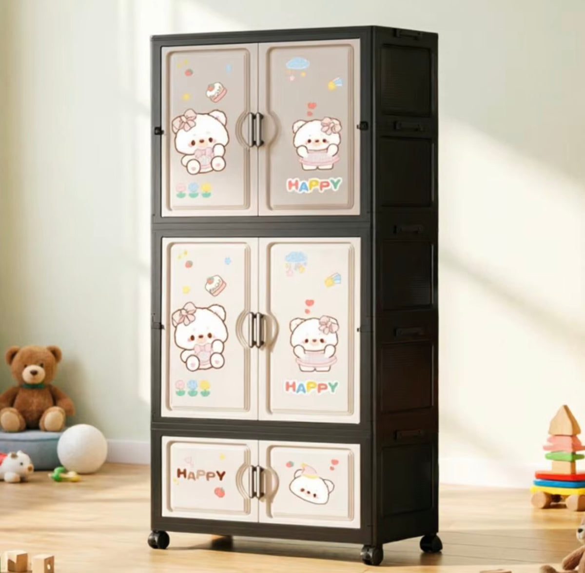 Cute Bear 3-Tier Storage Cabinet - brown body