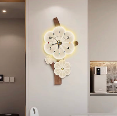 LED Floral Wall Clock - vertical – 40 × 80