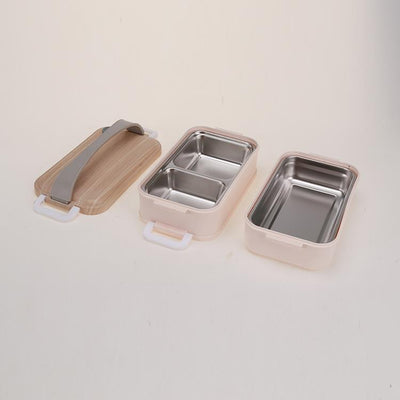 2 layer lunch box with handle -stainless steel