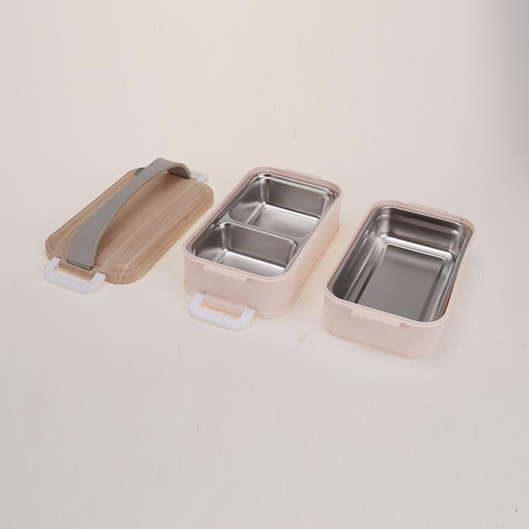 2 layer lunch box with handle -stainless steel