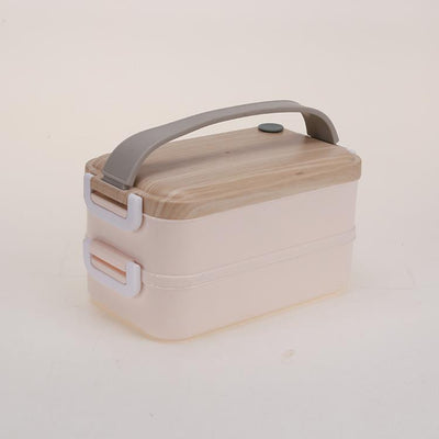 2 layer lunch box with handle -stainless steel