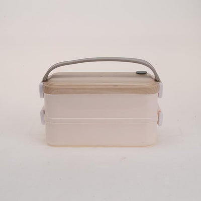 2 layer lunch box with handle -stainless steel