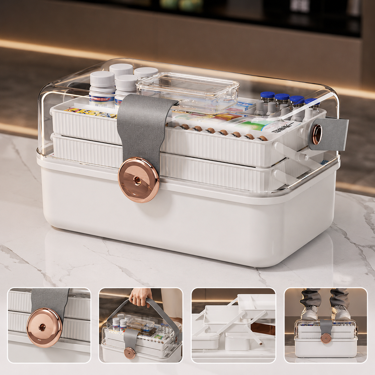 Portable Medicine Storage Box with Secure Lock