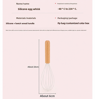 Silicone Kitchen Whisk with Wooden Handle