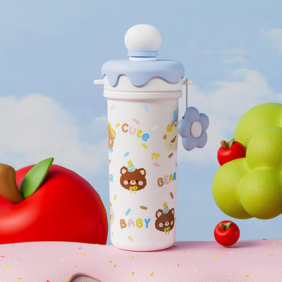 Floral Vacuum Straw Bottle with Tea Infuser – 680 ml