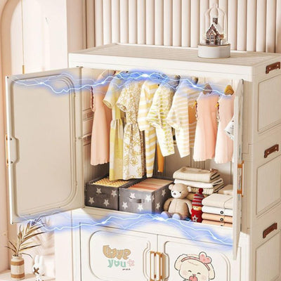 Foldable 3-Tier Storage Wardrobe with Wheels