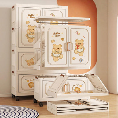 Foldable 3-Tier Storage Wardrobe with Wheels
