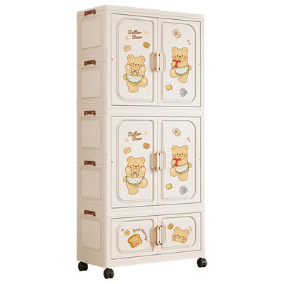 Foldable 3-Tier Storage Wardrobe with Wheels