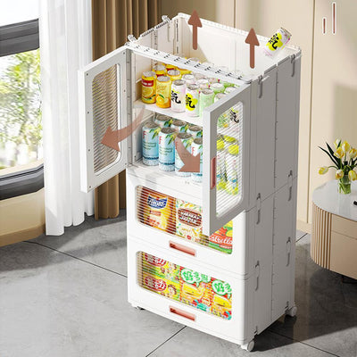 Foldable Large Storage Cabinet with Transparent Doors