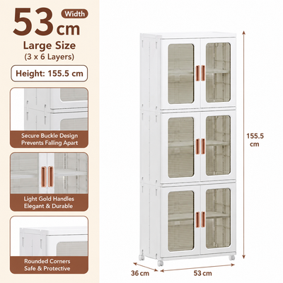 Foldable Large Storage Cabinet with Transparent Doors