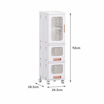 Slim Foldable Storage Cabinet with Drawers