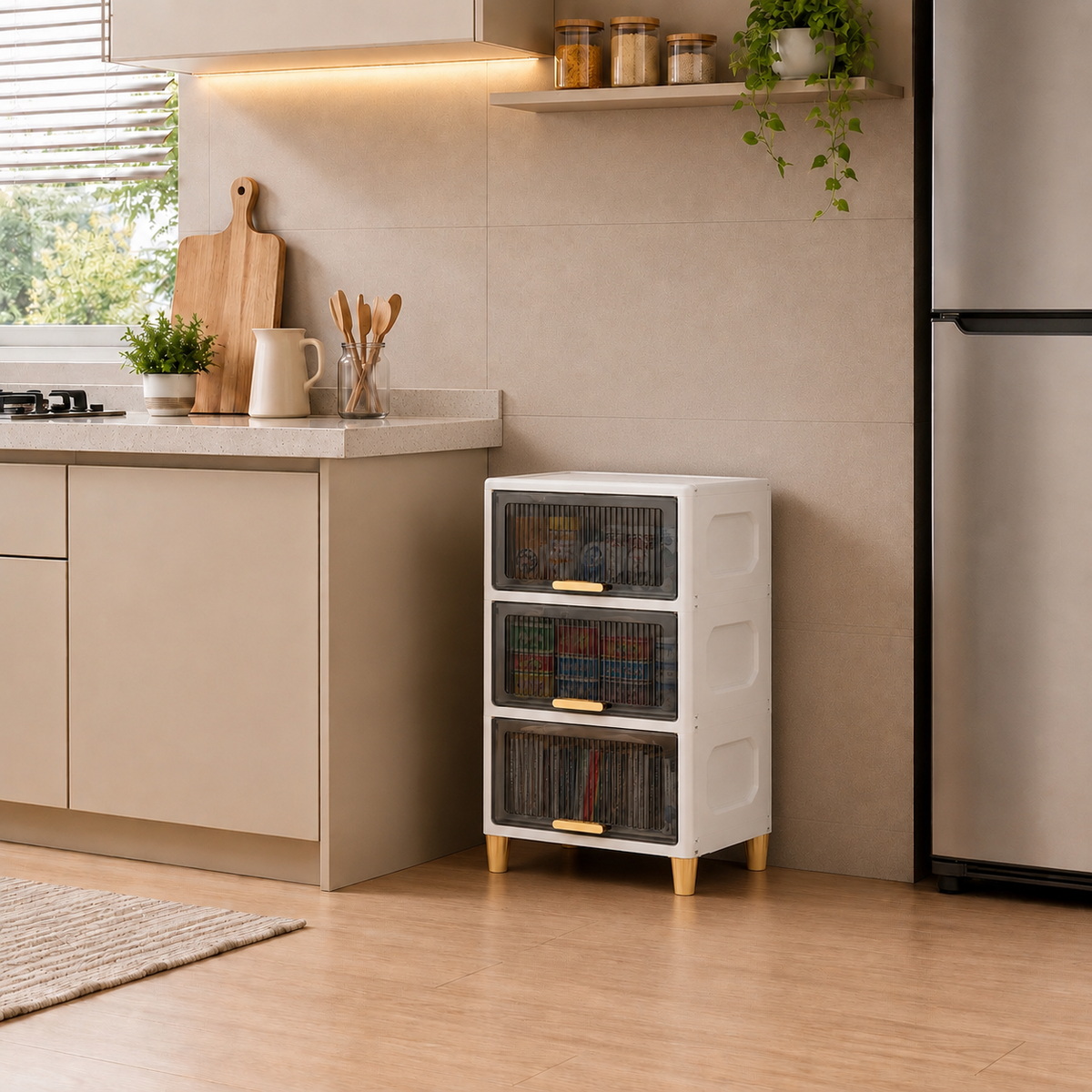 3-Layer Flip-Top Storage Cabinet