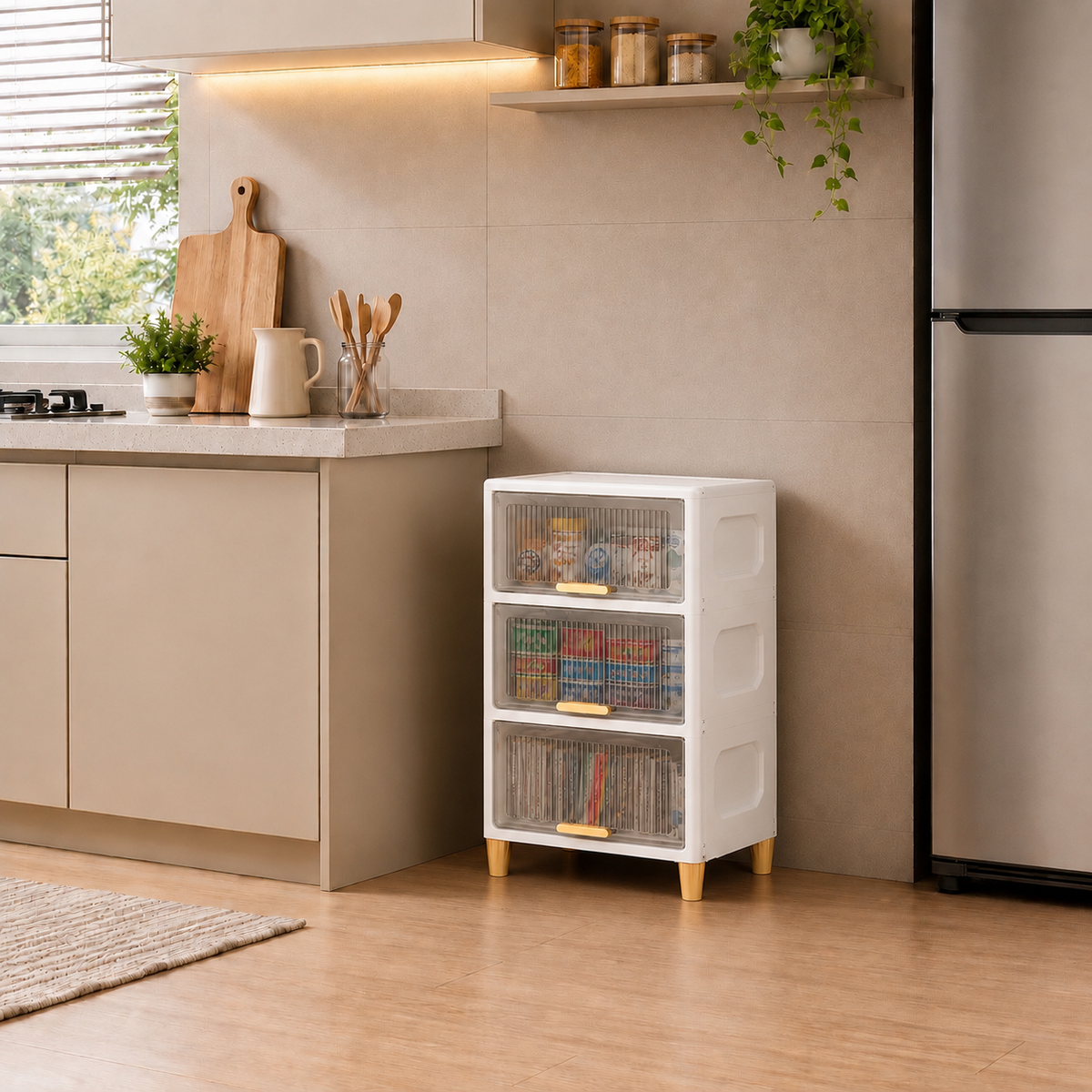 3-Layer Flip-Top Storage Cabinet