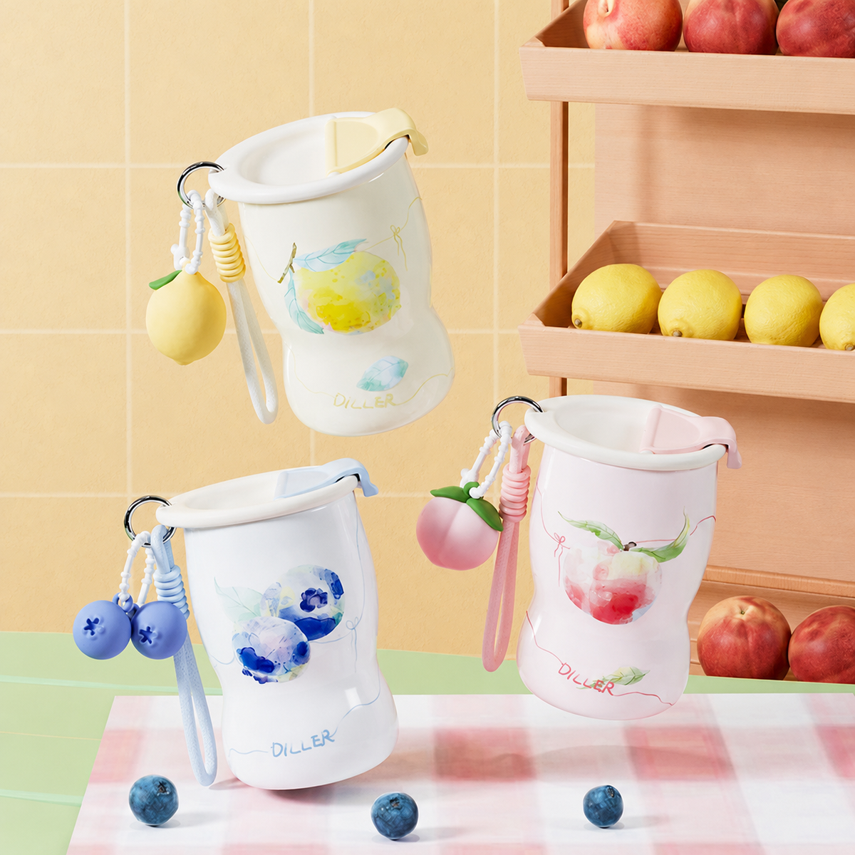 Curved Fruit Ceramic Thermal Mug - 320ml