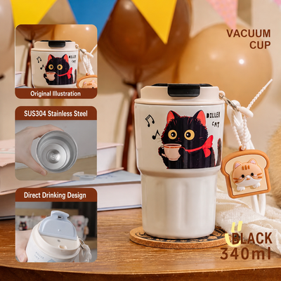 Cute Cat 340ml Stainless Steel Vacuum Cup