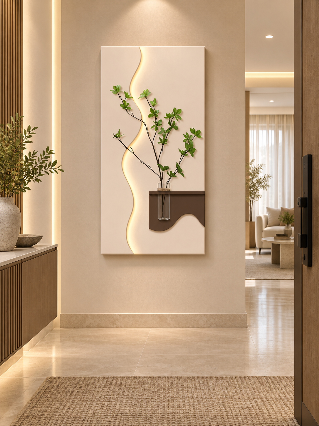 LED Green Plant Wall Art – 70 × 140 cm