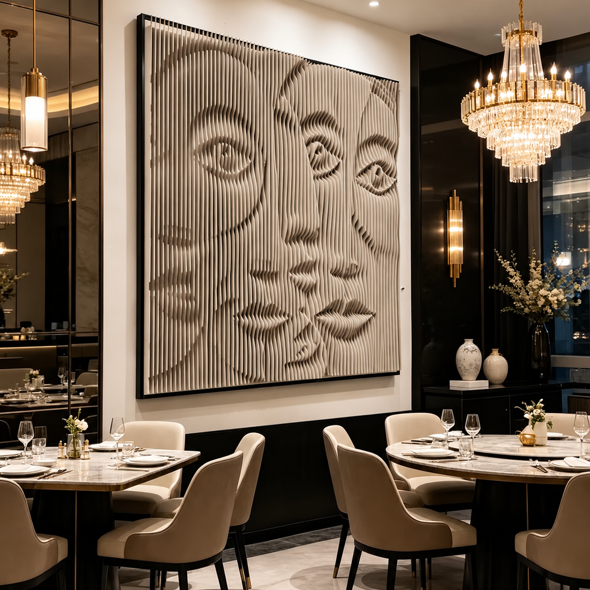 3D Parametric Face Wall Art – 100 × 100 cm