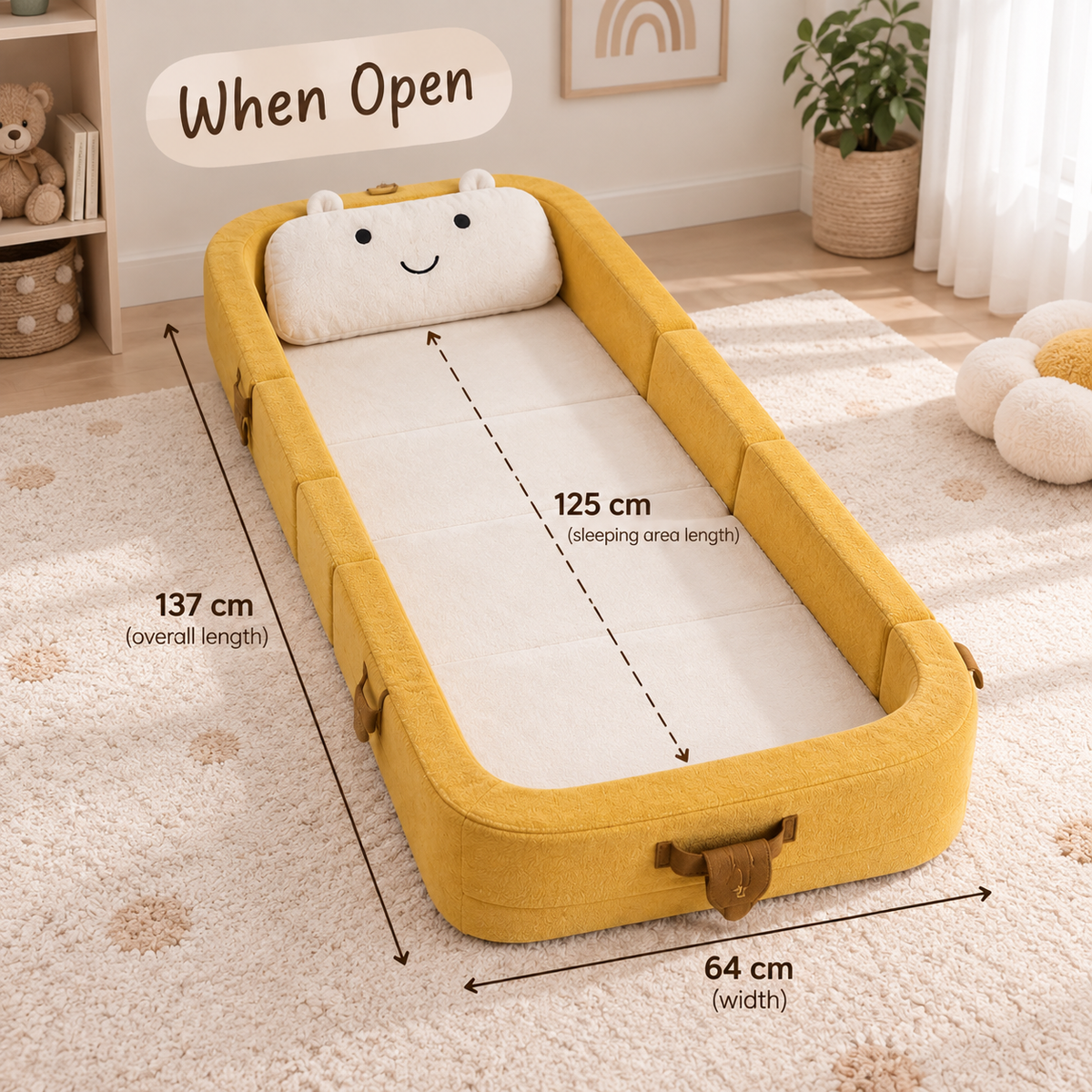 Portable Foldable Kids’ Bed – 2-in-1 Travel Bed & Play Space